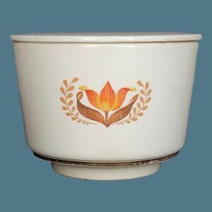 Vintage 1940s Harker Pottery Bakerite "Modern Tulip" Lidded Bowl